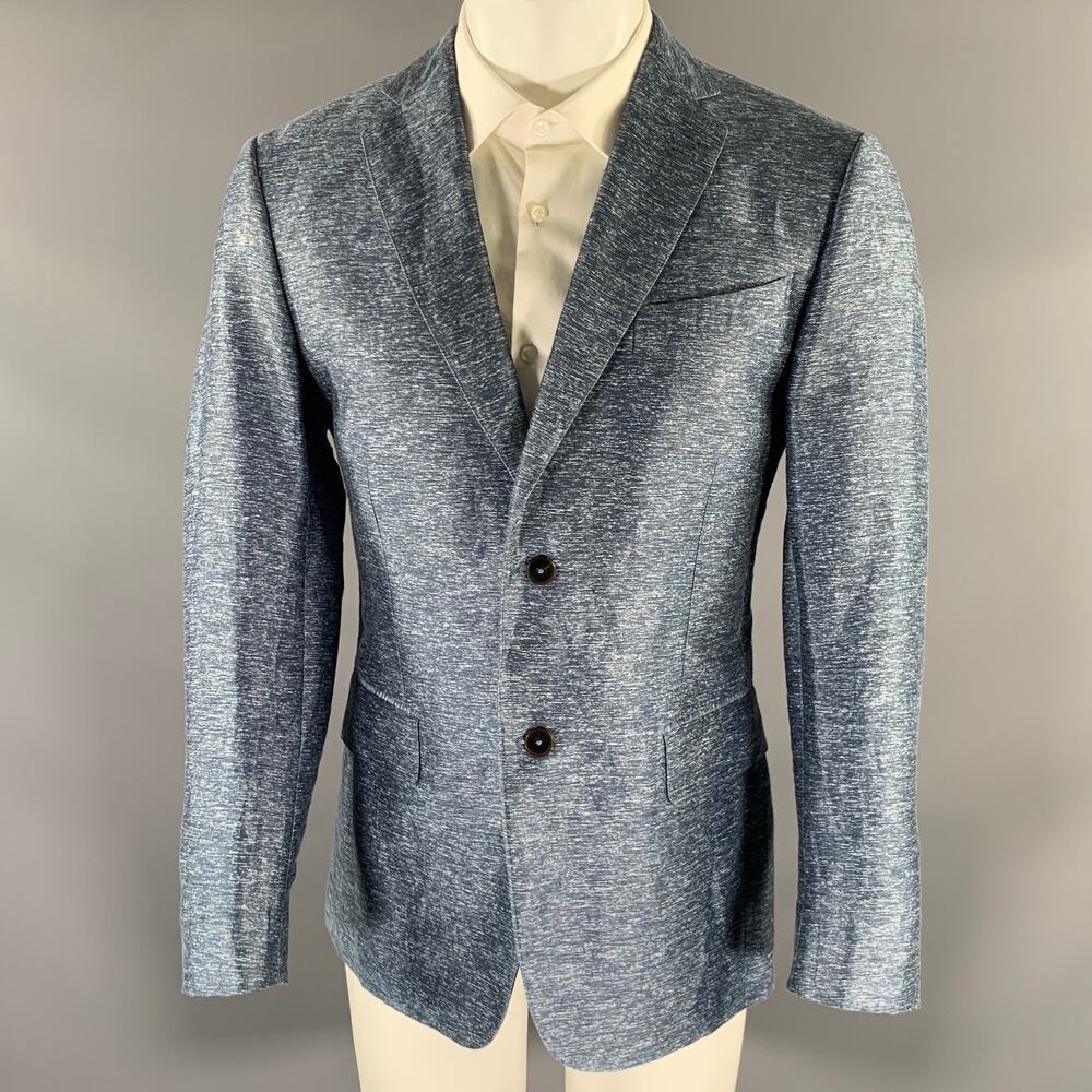 EIDOS Size 40 Blue White Heather Linen Blend Sport Coat